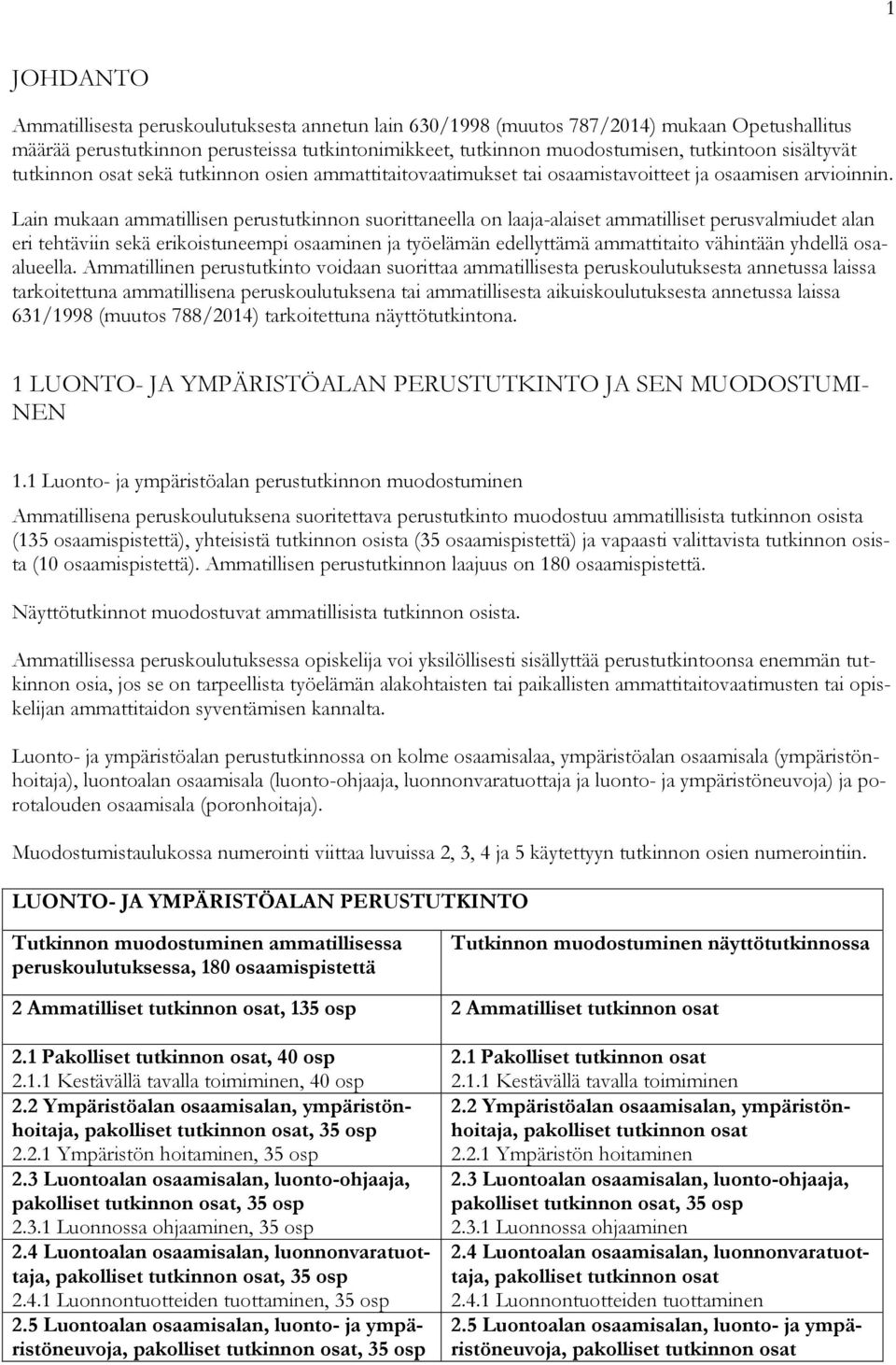 Lain mukaan ammatillisen perustutkinnon suorittaneella on laaja-alaiset ammatilliset perusvalmiudet alan eri tehtäviin sekä erikoistuneempi osaaminen ja työelämän edellyttämä ammattitaito vähintään