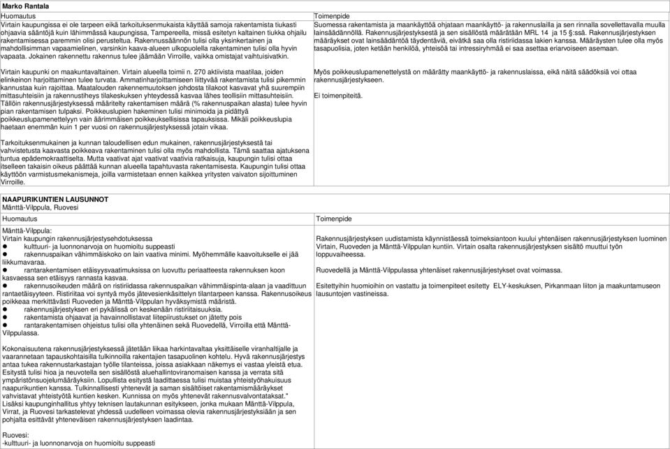 Rakennussäännön tulisi olla yksinkertainen ja mahdollisimman vapaamielinen, varsinkin kaava-alueen ulkopuolella rakentaminen tulisi olla hyvin vapaata.