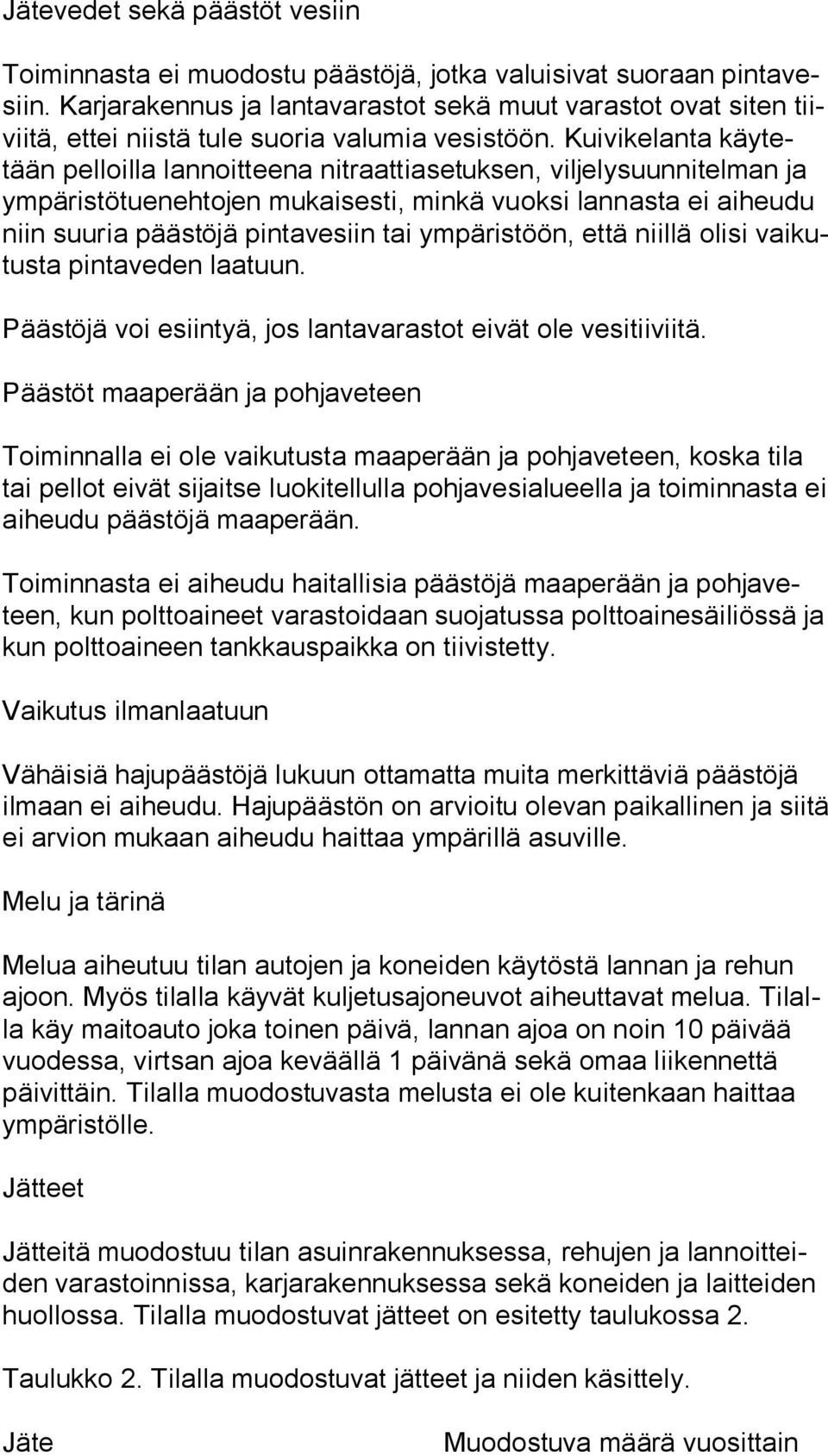 Kuivikelanta käy tetään pelloilla lannoitteena nitraattiasetuksen, viljelysuunnitelman ja ym pä ris tö tuen eh to jen mukaisesti, minkä vuoksi lannasta ei aiheudu niin suuria päästöjä pintavesiin tai