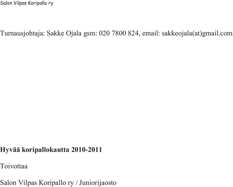 com Hyvää koripallokautta 2010-2011