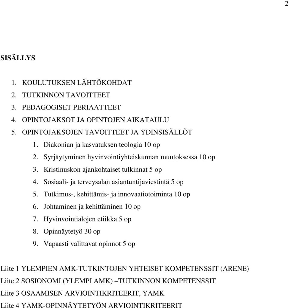 Sosiaali- ja terveysalan asiantuntijaviestintä op. Tutkimus-, kehittämis- ja innovaatiotoiminta 10 op 6. Johtaminen ja kehittäminen 10 op 7. Hyvinvointialojen etiikka op 8.