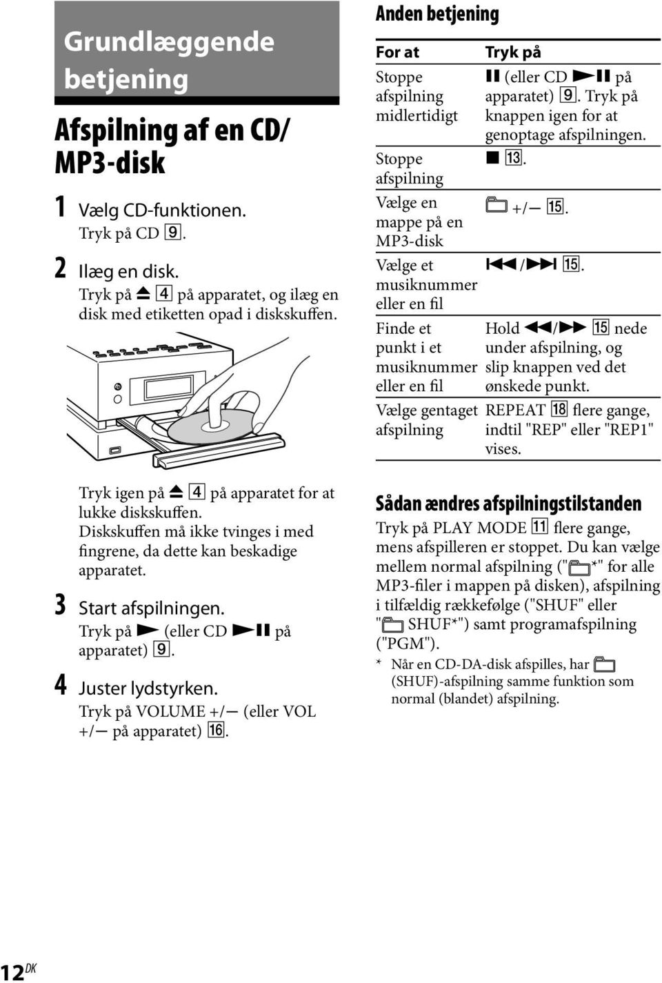 4 Juster lydstyrken. Tryk på VOLUME +/ (eller VOL +/ på apparatet).