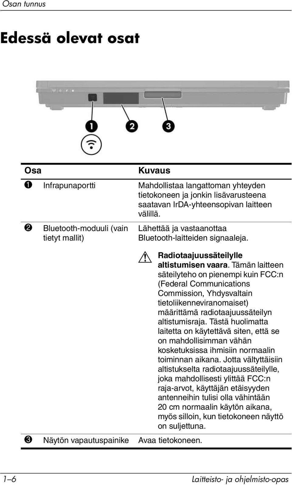 Tämän laitteen säteilyteho on pienempi kuin FCC:n (Federal Communications Commission, Yhdysvaltain tietoliikenneviranomaiset) määrittämä radiotaajuussäteilyn altistumisraja.