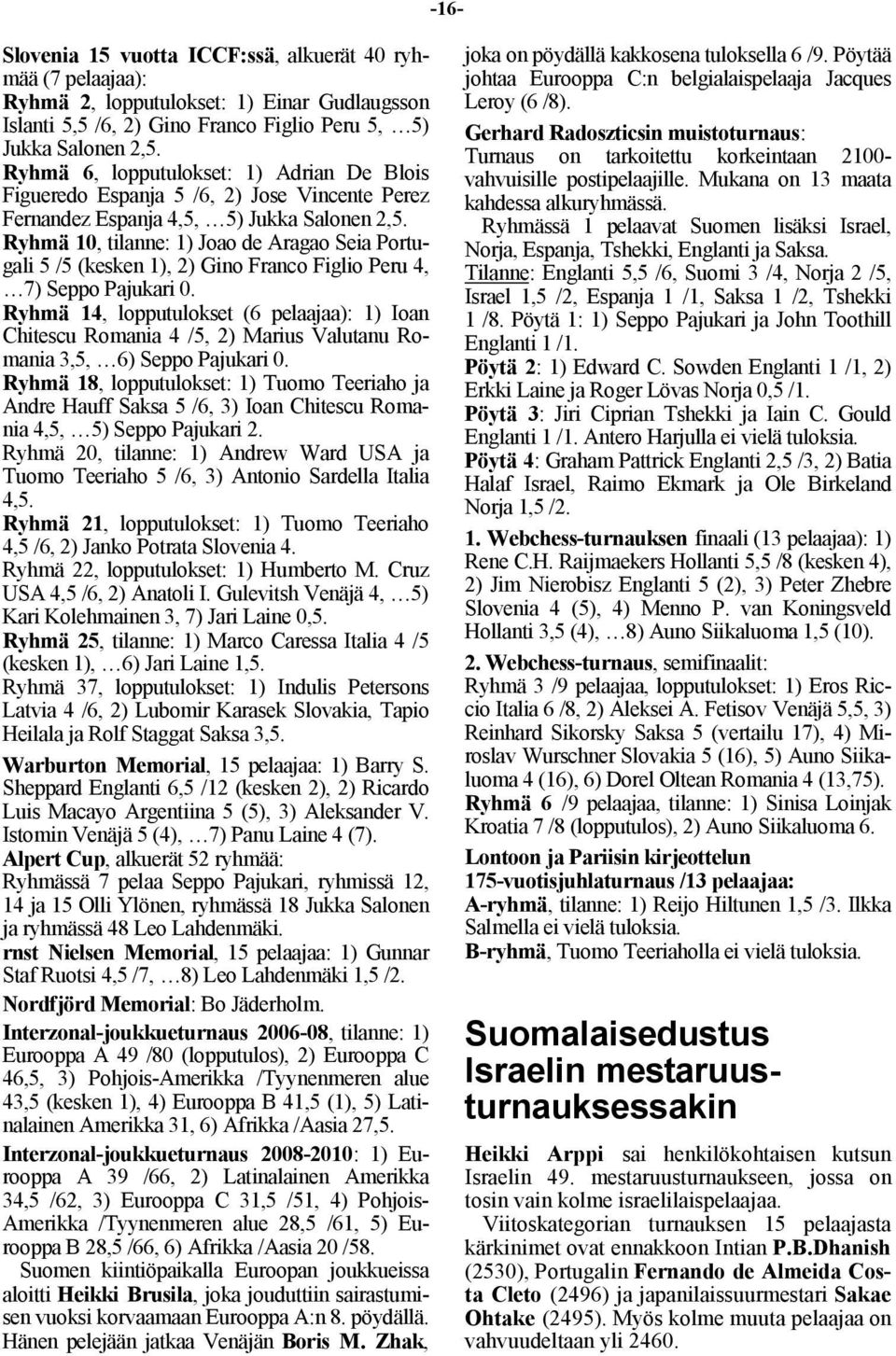 Ryhmä 10, tilanne: 1) Joao de Aragao Seia Portugali 5 /5 (kesken 1), 2) Gino Franco Figlio Peru 4, 7) Seppo Pajukari 0.