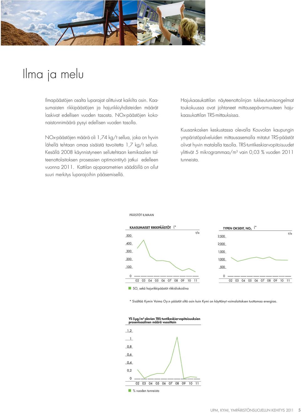 Kesällä 28 käynnistyneen sellutehtaan kemikaalien talteenottolaitoksen prosessien optimointityö jatkui edelleen vuonna 211.