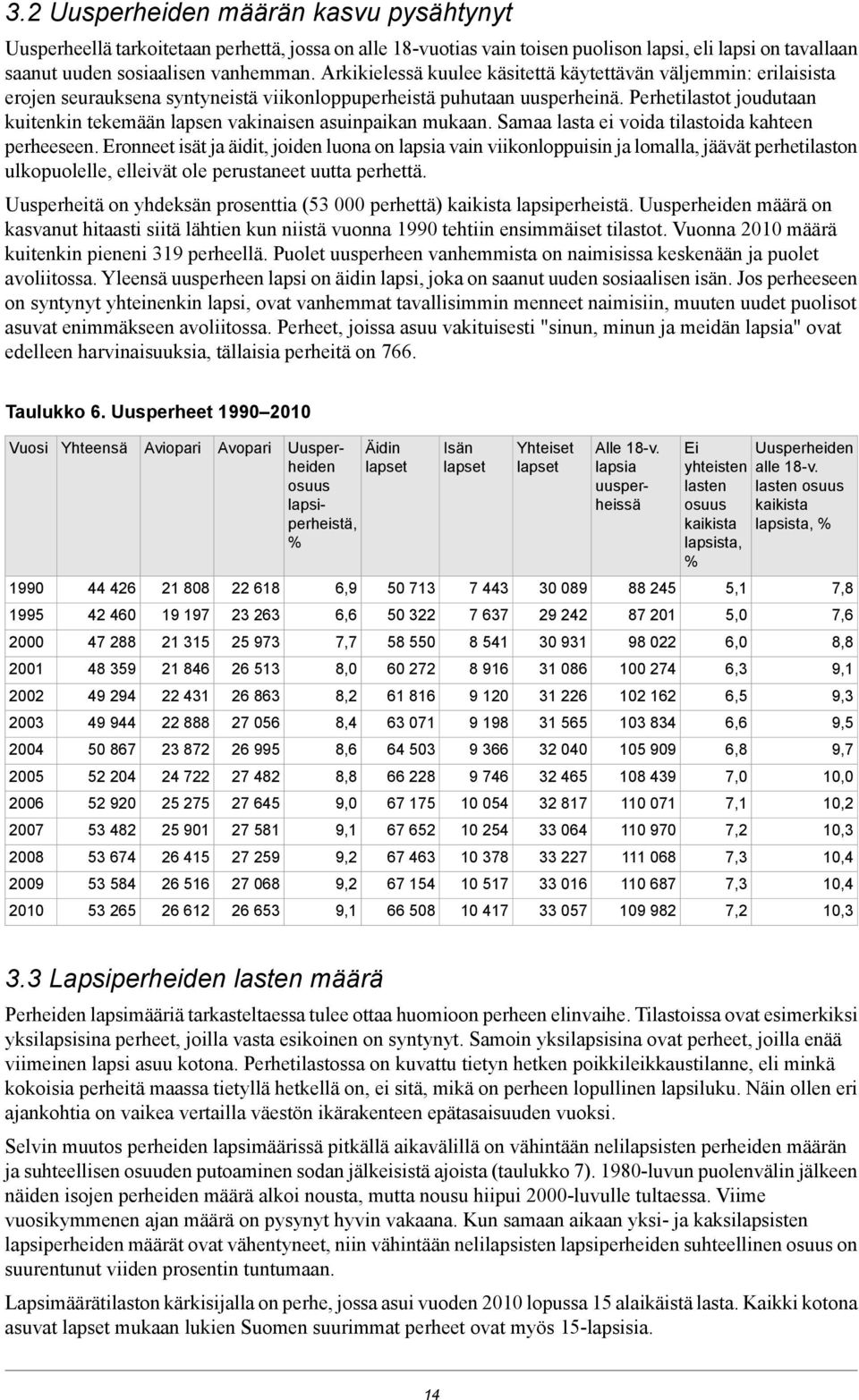 Perhetilastot joudutaan kuitenkin tekemään lapsen vakinaisen asuinpaikan mukaan. Samaa lasta ei voida tilastoida kahteen perheeseen.