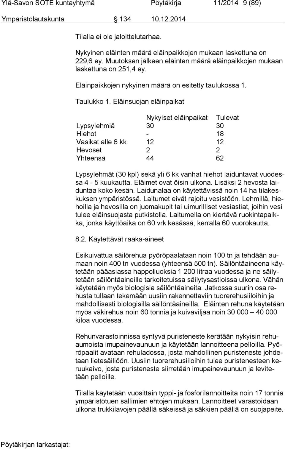 Eläinsuojan eläinpaikat Nykyiset eläinpaikat Tulevat Lypsylehmiä 30 30 Hiehot - 18 Vasikat alle 6 kk 12 12 Hevoset 2 2 Yhteensä 44 62 Lypsylehmät (30 kpl) sekä yli 6 kk vanhat hiehot laiduntavat vuo