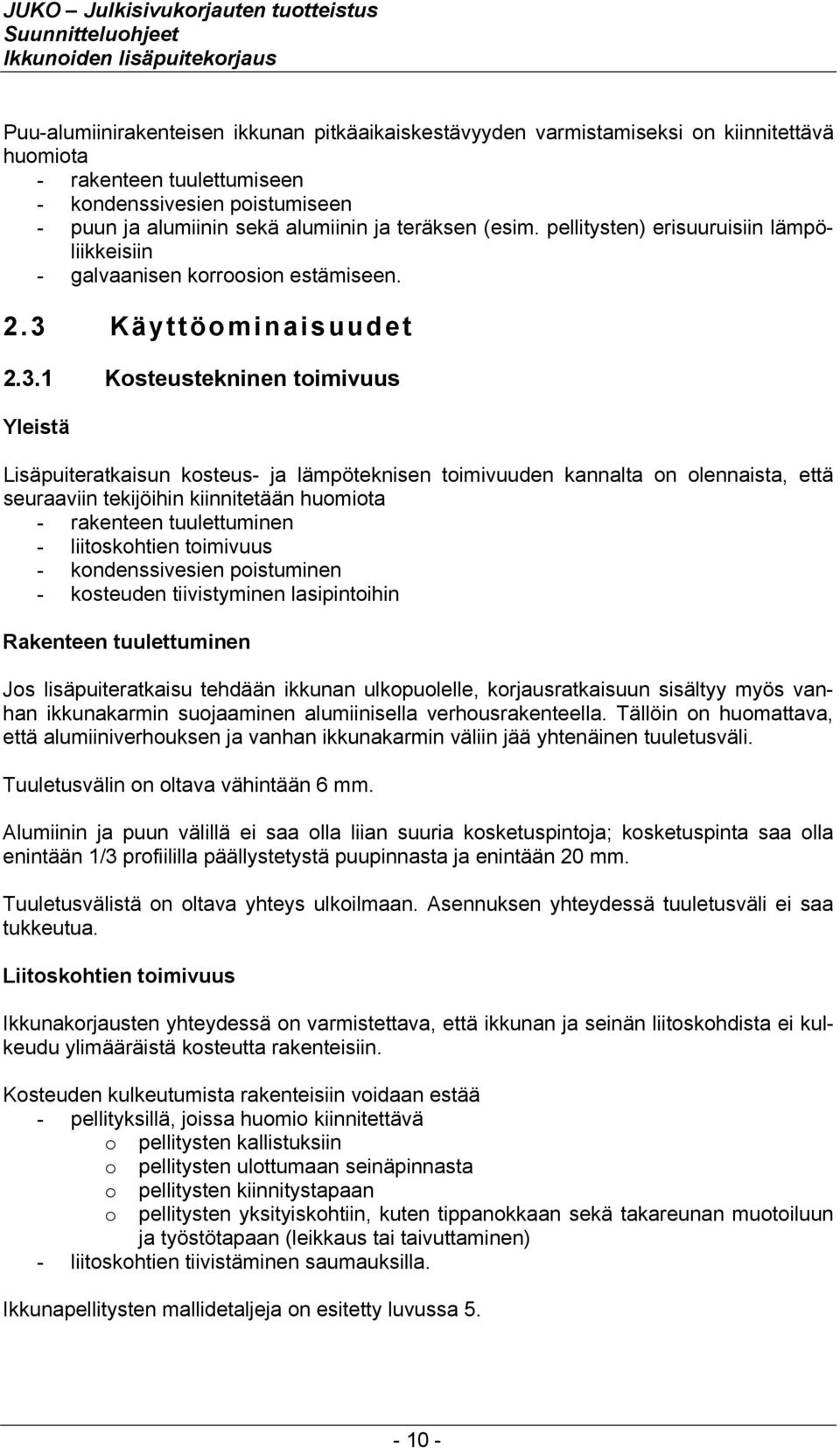 Käyttöominaisuudet 2.3.