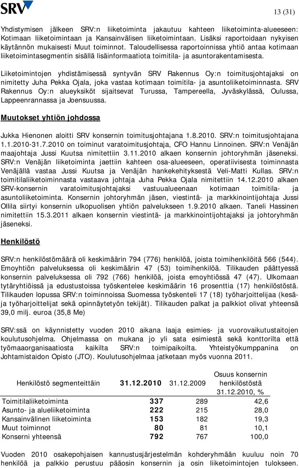 Taloudellisessa raportoinnissa yhtiö antaa kotimaan liiketoimintasegmentin sisällä lisäinformaatiota toimitila- ja asuntorakentamisesta.