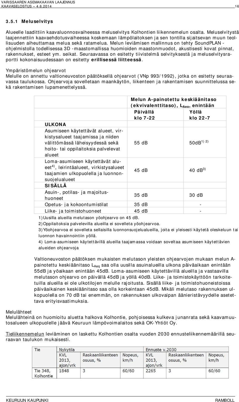 Melun leviämisen mallinnus on tehty SoundPLAN - ohjelmistolla todellisessa 3D -maastomallissa huomioiden maastonmuodot, akustisesti kovat pinnat, rakennukset, esteet ym. seikat.