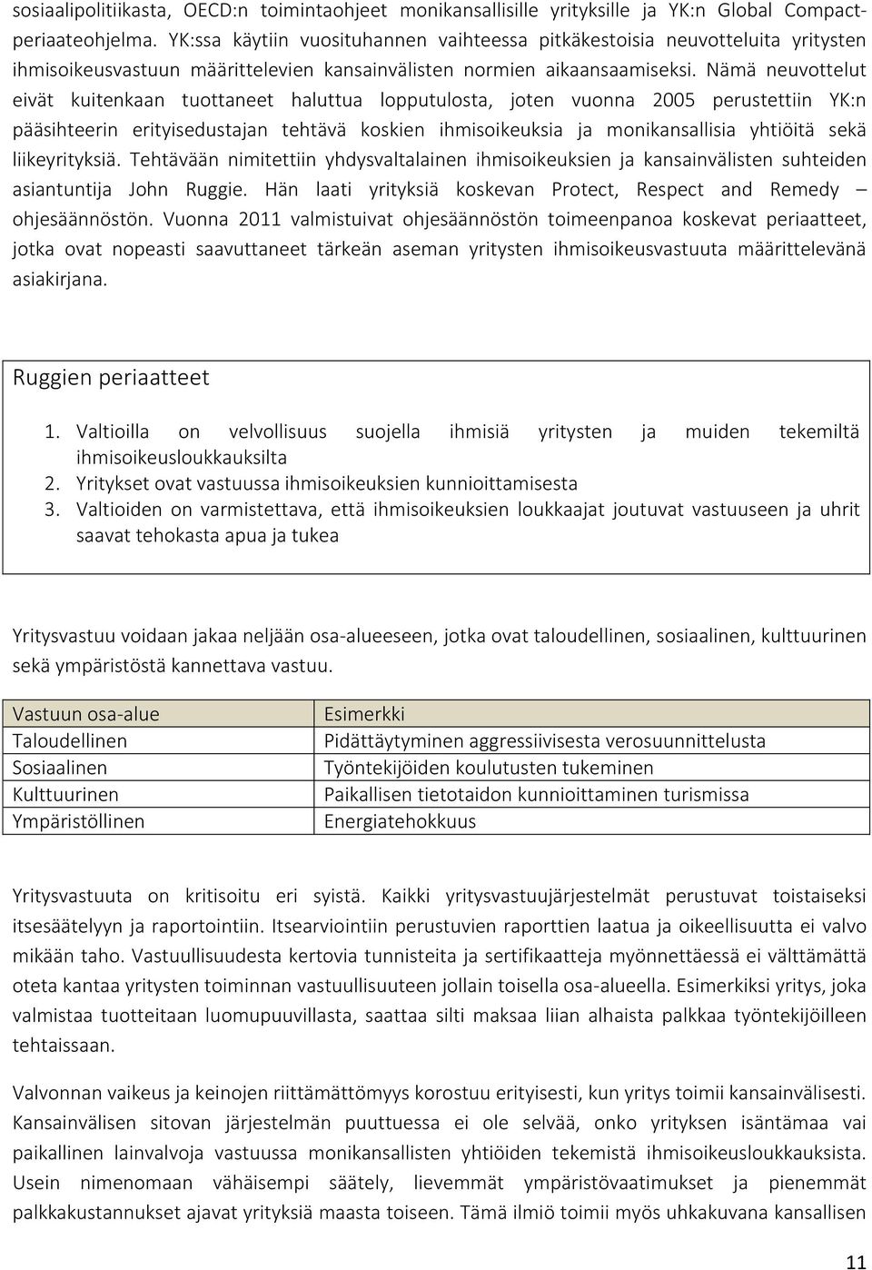 Nämä neuvottelut eivät kuitenkaan tuottaneet haluttua lopputulosta, joten vuonna 2005 perustettiin YK:n pääsihteerin erityisedustajan tehtävä koskien ihmisoikeuksia ja monikansallisia yhtiöitä sekä