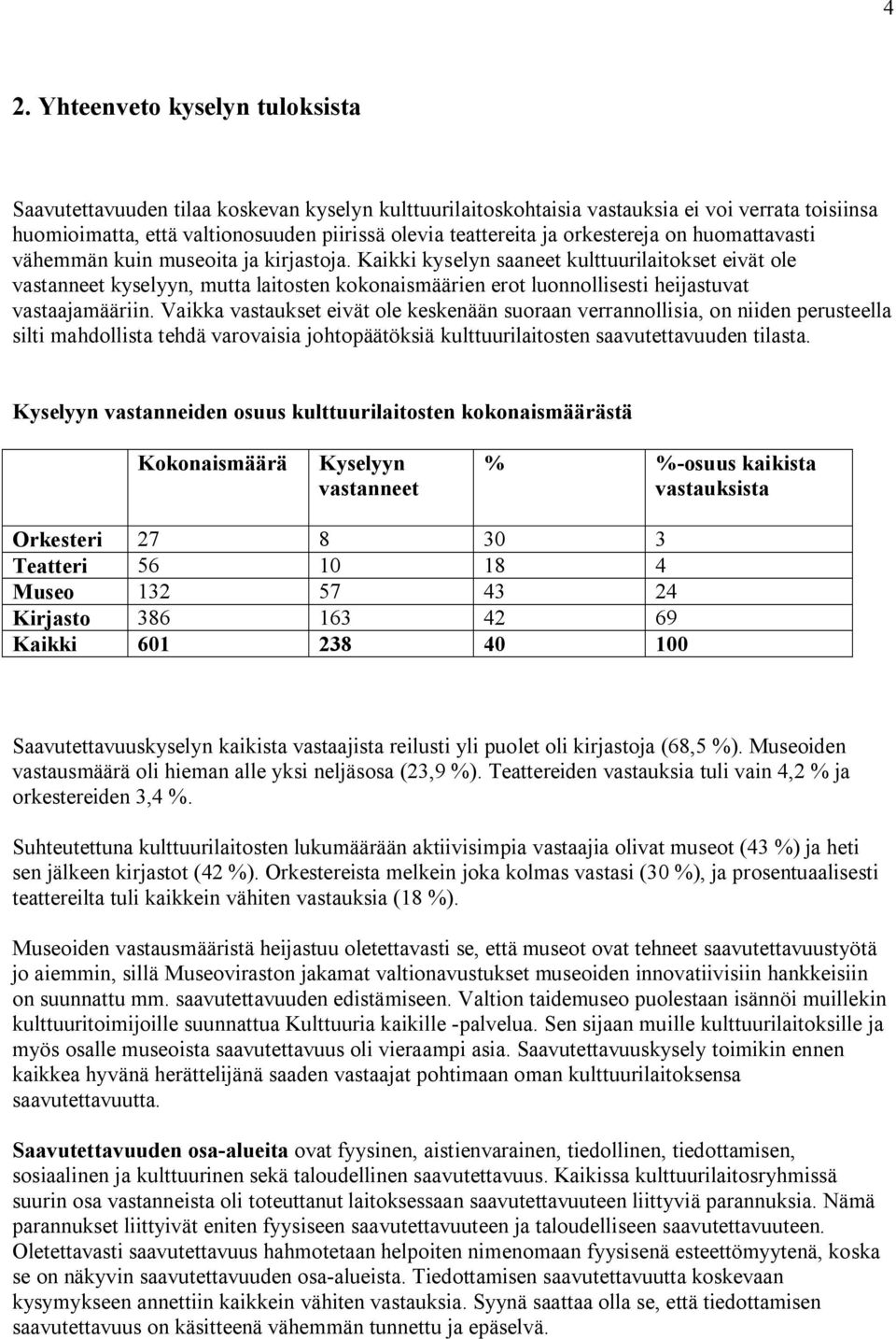 Kaikki kyselyn saaneet kulttuurilaitokset eivät ole vastanneet kyselyyn, mutta laitosten kokonaismäärien erot luonnollisesti heijastuvat vastaajamääriin.