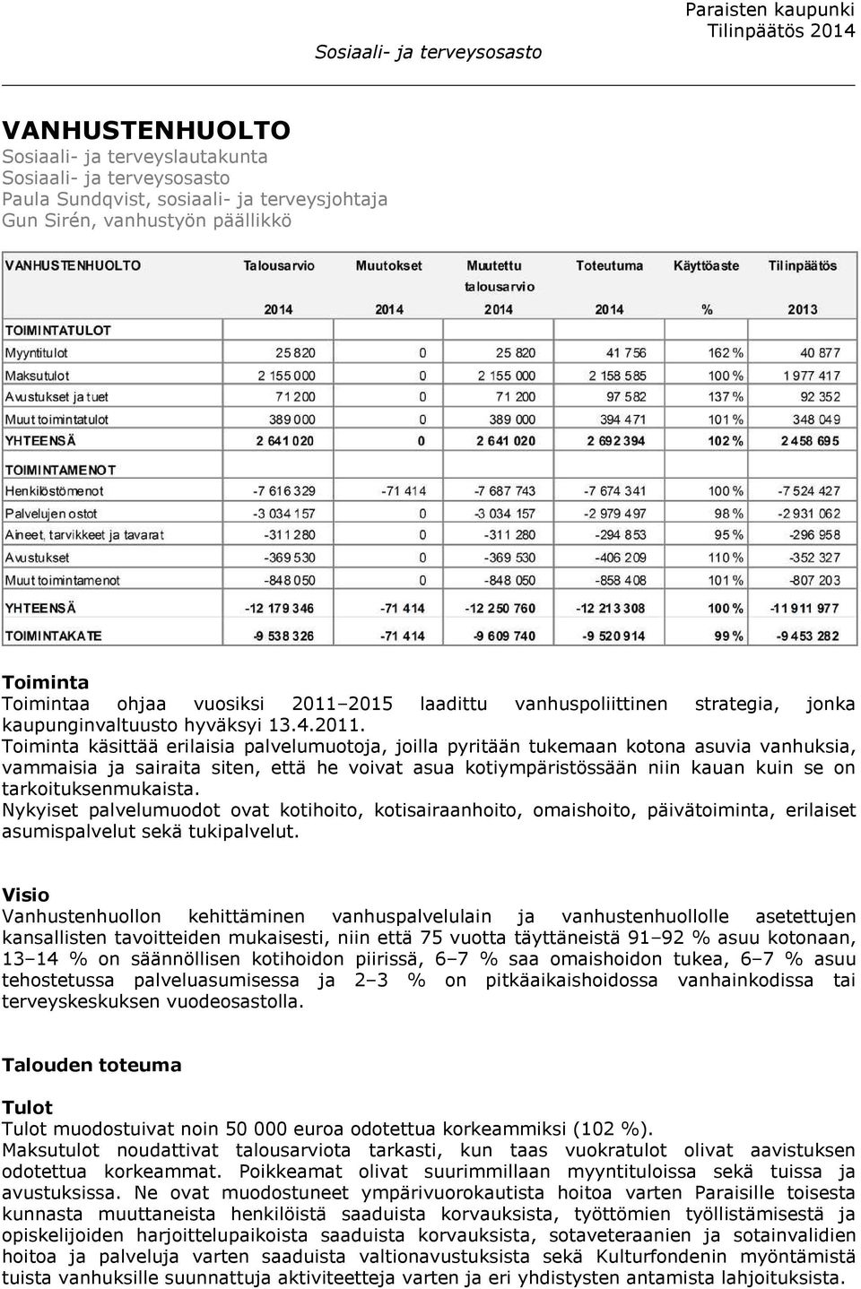 Toiminta käsittää erilaisia palvelumuotoja, joilla pyritään tukemaan kotona asuvia vanhuksia, vammaisia ja sairaita siten, että he voivat asua kotiympäristössään niin kauan kuin se on