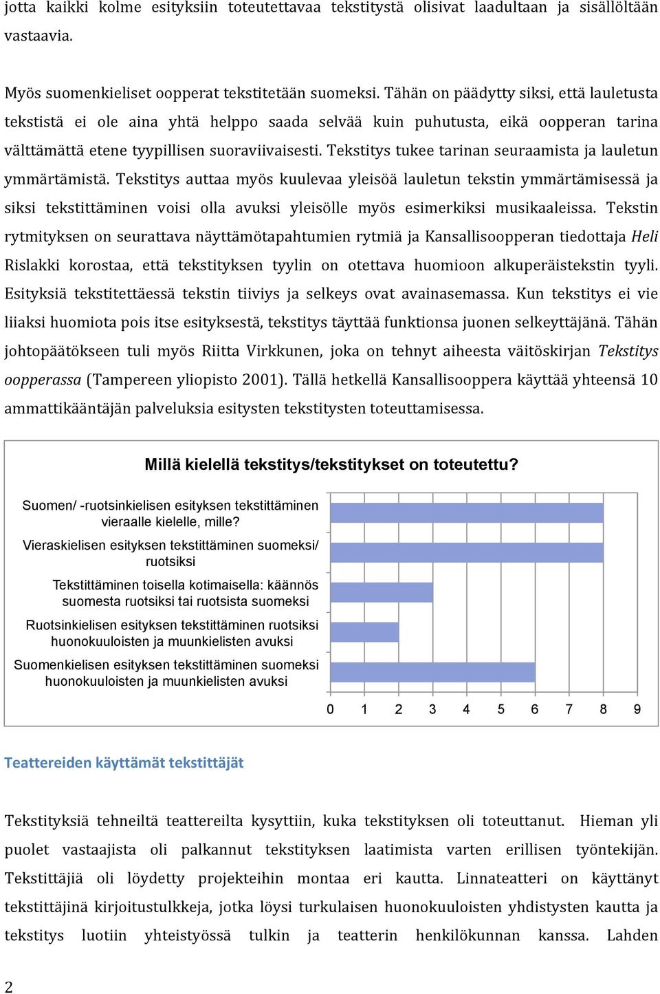 Tekstitys tukee tarinan seuraamista ja lauletun ymmärtämistä.