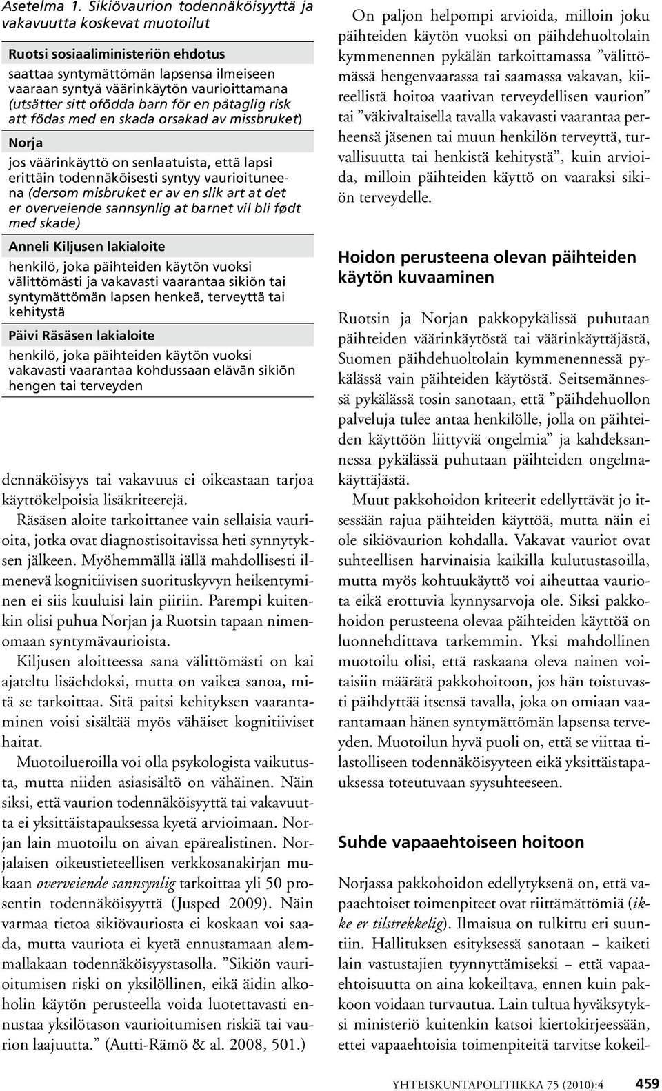 ofödda barn för en påtaglig risk att födas med en skada orsakad av missbruket) Norja jos väärinkäyttö on senlaatuista, että lapsi erittäin todennäköisesti syntyy vaurioituneena (dersom misbruket er