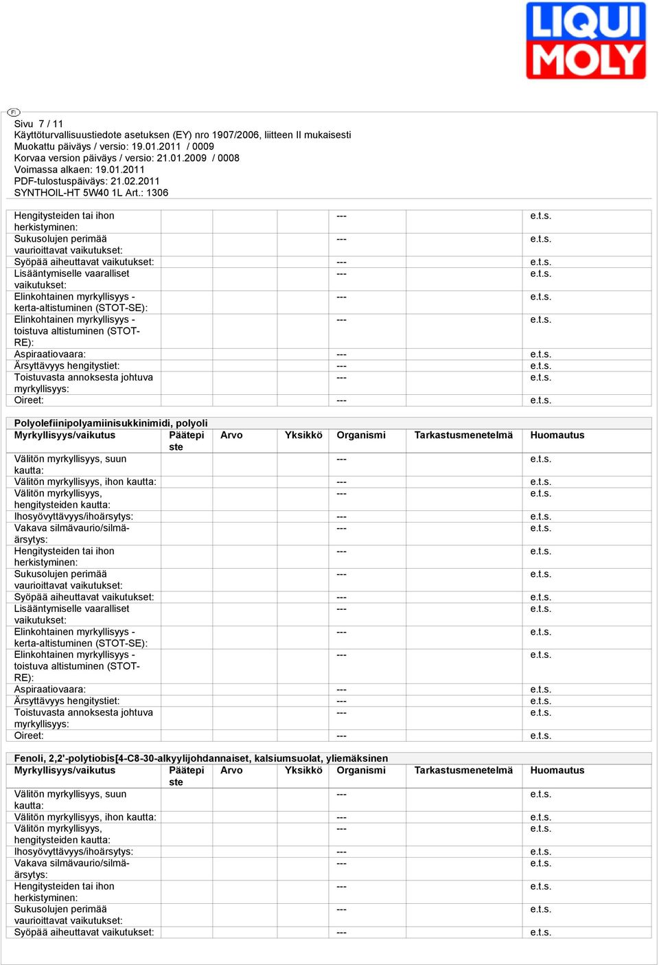 Tarkastusmenetelmä Huomautus ste Välitön myrkyllisyys, suun kautta: Välitön myrkyllisyys, ihon kautta: Välitön myrkyllisyys, hengitysteiden kautta: Ihosyövyttävyys/ihoärsytys: Vakava