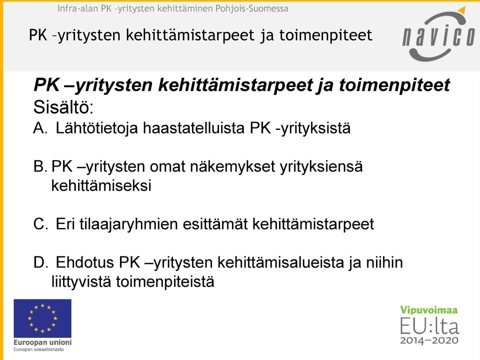 Lähtötietoja haastatelluista PK -yrityksistä B.