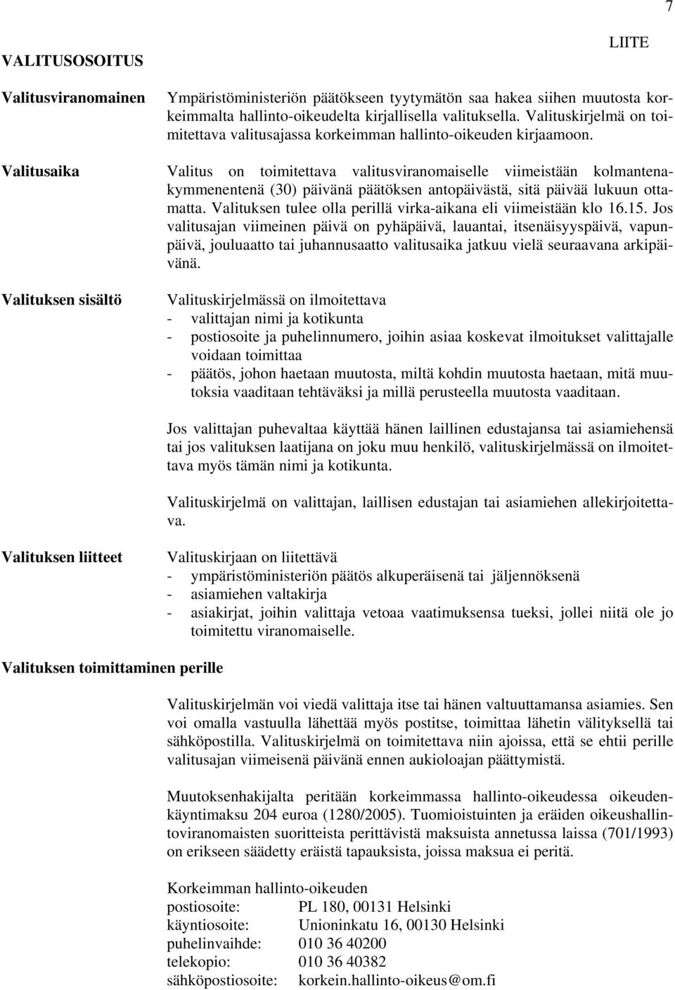 Valitus on toimitettava valitusviranomaiselle viimeistään kolmantenakymmenentenä (30) päivänä päätöksen antopäivästä, sitä päivää lukuun ottamatta.