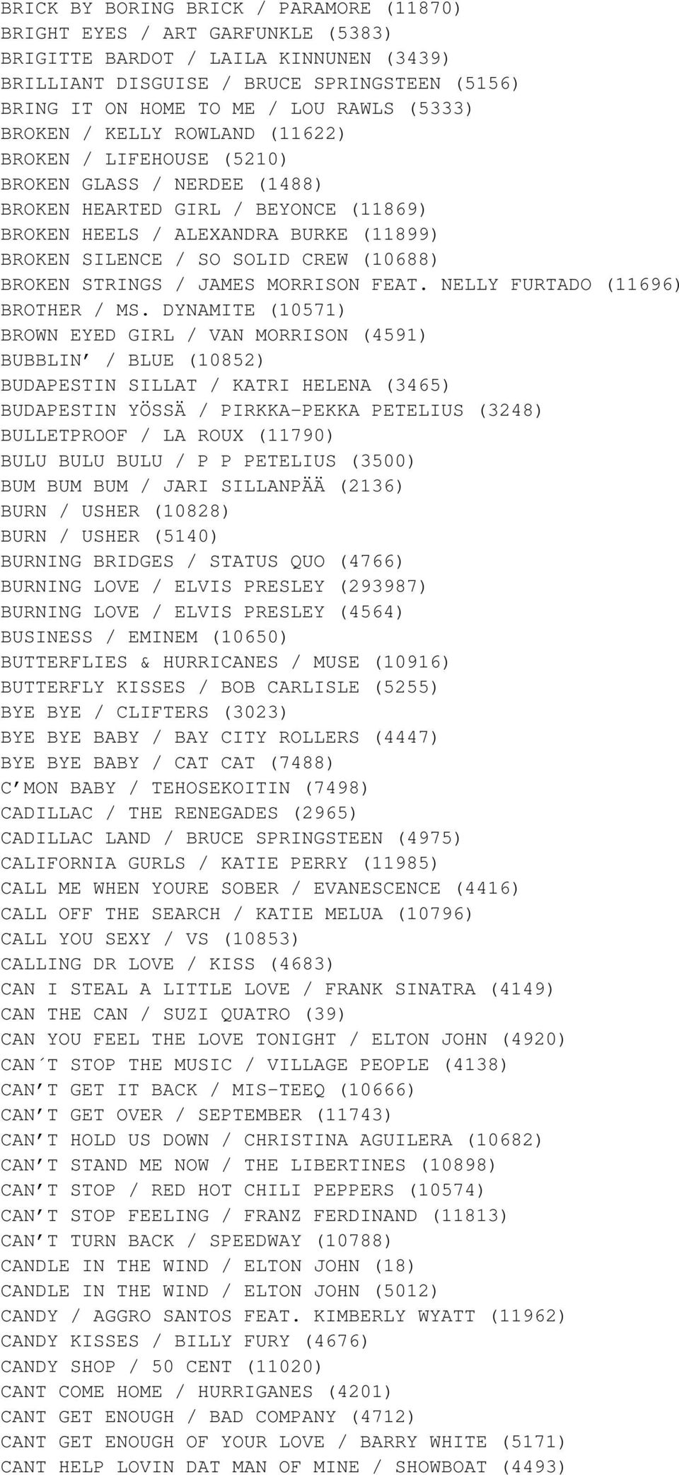 CREW (10688) BROKEN STRINGS / JAMES MORRISON FEAT. NELLY FURTADO (11696) BROTHER / MS.