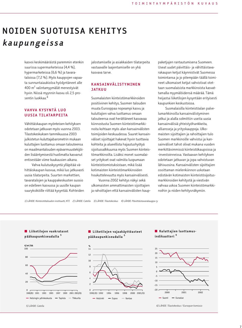 4 VAHVA KYSYNTÄ LUO UUSIA TILATARPEITA Vähittäiskaupan myönteisen kehityksen odotetaan jatkuvan myös vuonna 2003.