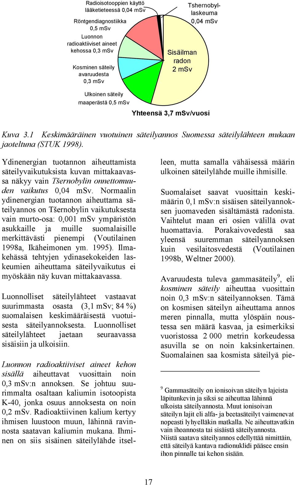 Tämä on kosmisen säteilyn aiheuttama annos meren pinnalla, mutta ylöspäin noustessa sen määrä kasvaa, ja esimerkiksi vuoristossa 2 000 metrin korkeudessa asuvilla se on noin kaksinkertainen.