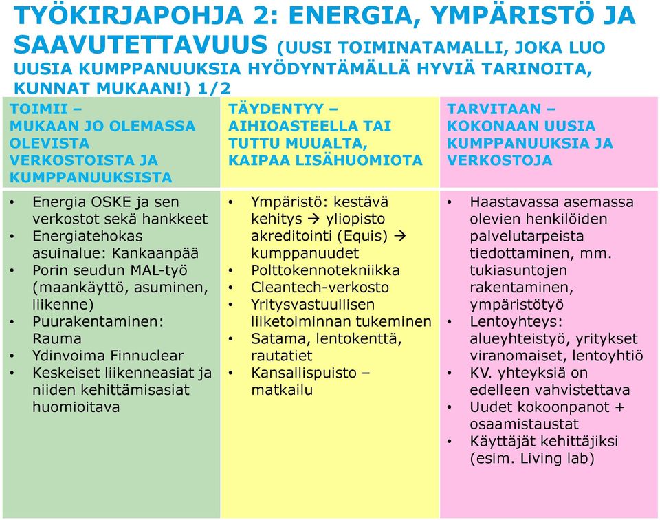 Rauma Ydinvoima Finnuclear Keskeiset liikenneasiat ja niiden kehittämisasiat huomioitava KAIPAA LISÄHUOMIOTA Ympäristö: kestävä kehitys yliopisto akreditointi (Equis) kumppanuudet