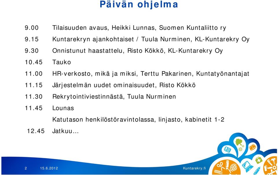 30 Onnistunut haastattelu, Risto Kökkö, KL-Kuntarekry Oy 10.45 Tauko 11.