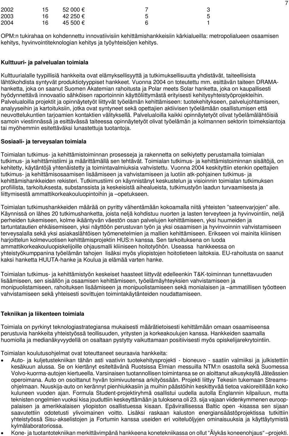 Kulttuuri- ja palvelualan toimiala Kulttuurialalle tyypillisiä hankkeita ovat elämyksellisyyttä ja tutkimuksellisuutta yhdistävät, taiteellisista lähtökohdista syntyvät produktiotyyppiset hankkeet.