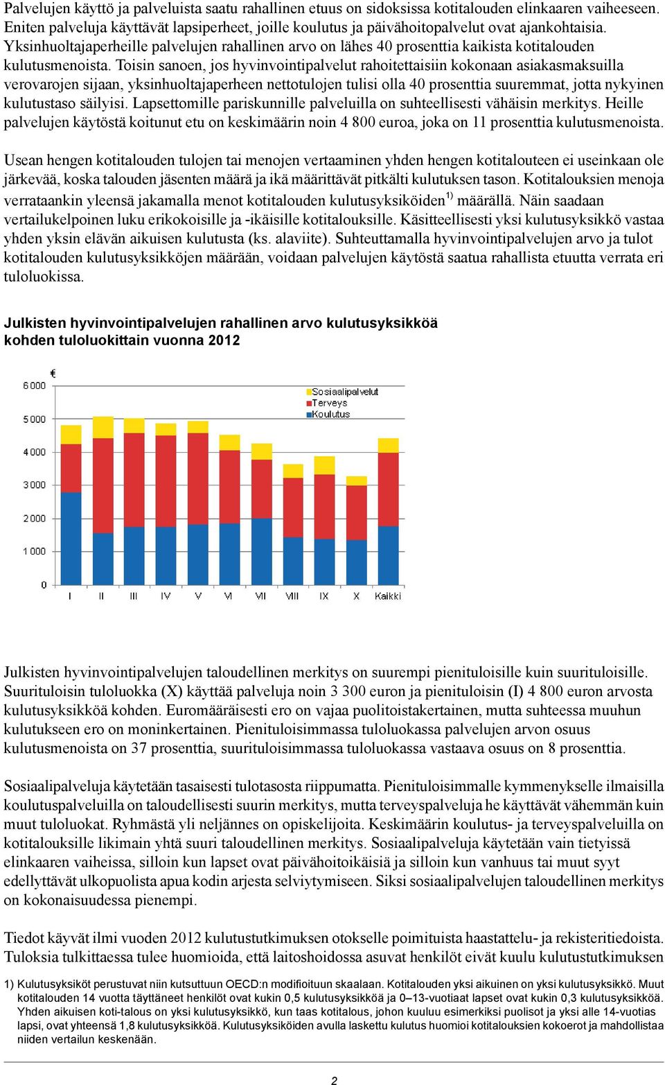 Yksinhuoltajaperheille palvelujen rahallinen arvo on lähes 40 prosenttia kaikista kotitalouden kulutusmenoista.