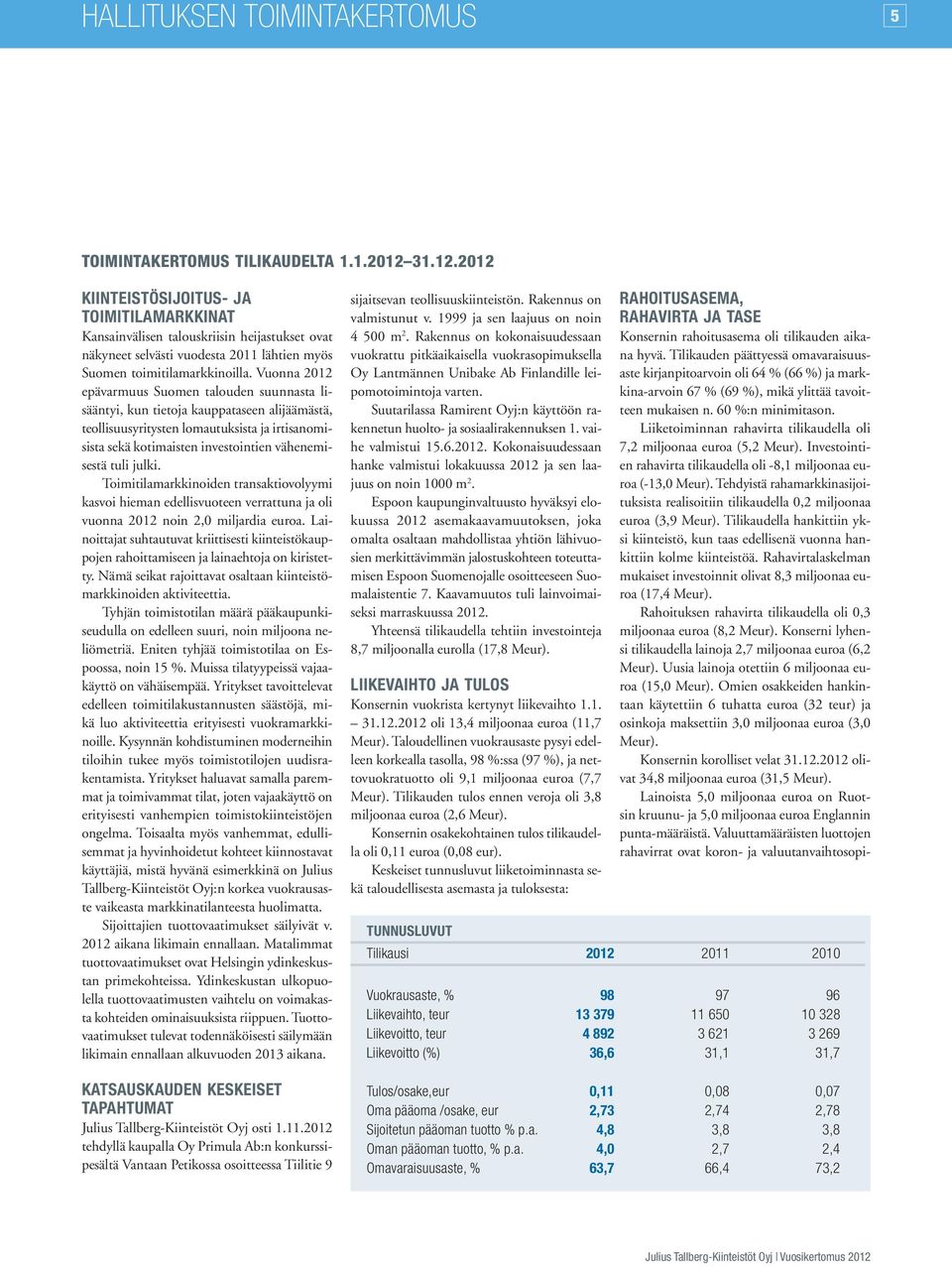 Vuonna 2012 epävarmuus Suomen talouden suunnasta lisääntyi, kun tietoja kauppataseen alijäämästä, teollisuusyritysten lomautuksista ja irtisanomisista sekä kotimaisten investointien vähenemisestä