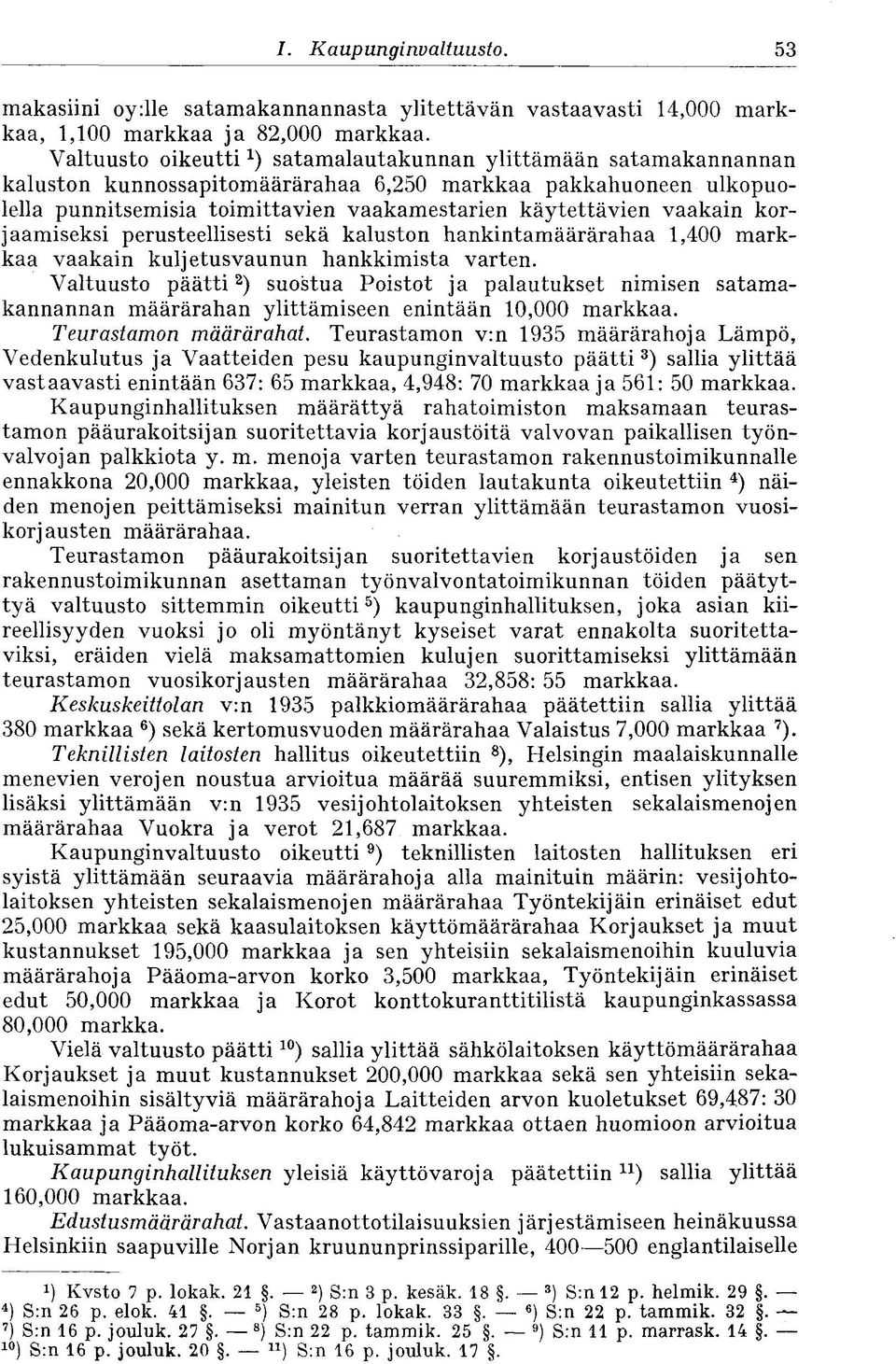 vaakain korjaamiseksi perusteellisesti sekä kaluston hankintamäärärahaa 1,400 markkaa vaakain kuljetusvaunun hankkimista varten.