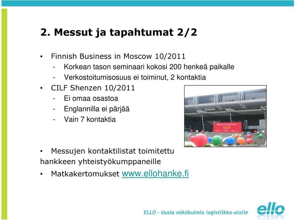 CILF Shenzen 10/2011 - Ei omaa osastoa - Englannilla ei pärjää - Vain 7 kontaktia