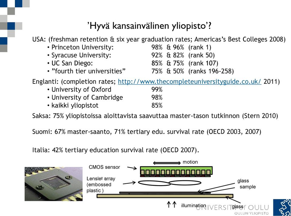 & 75% (rank 107) fourth tier universities 75% & 50% (ranks 196-258) Englanti: (com