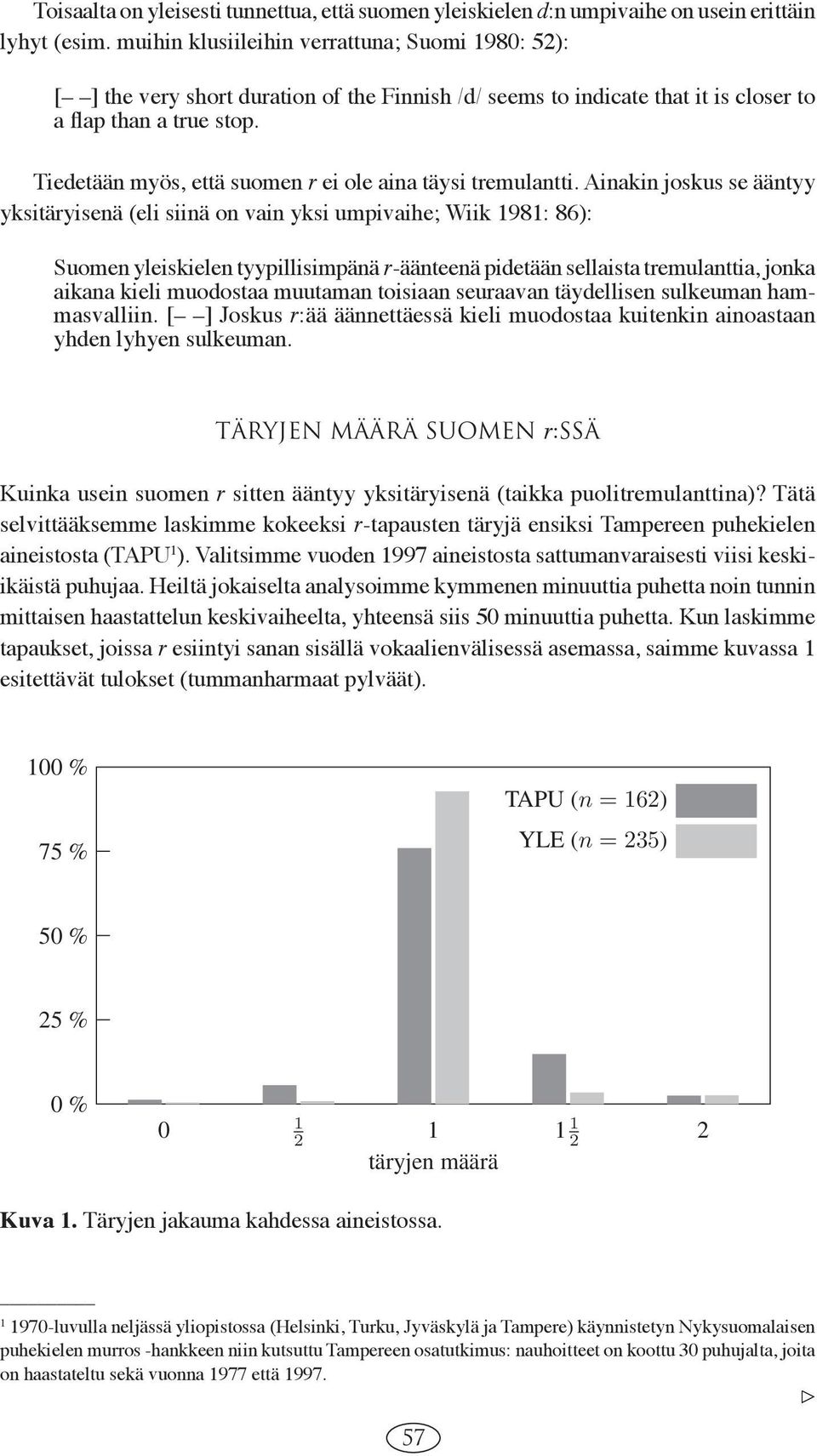 Tiedetään myös, että suomen r ei ole aina täysi tremulantti.