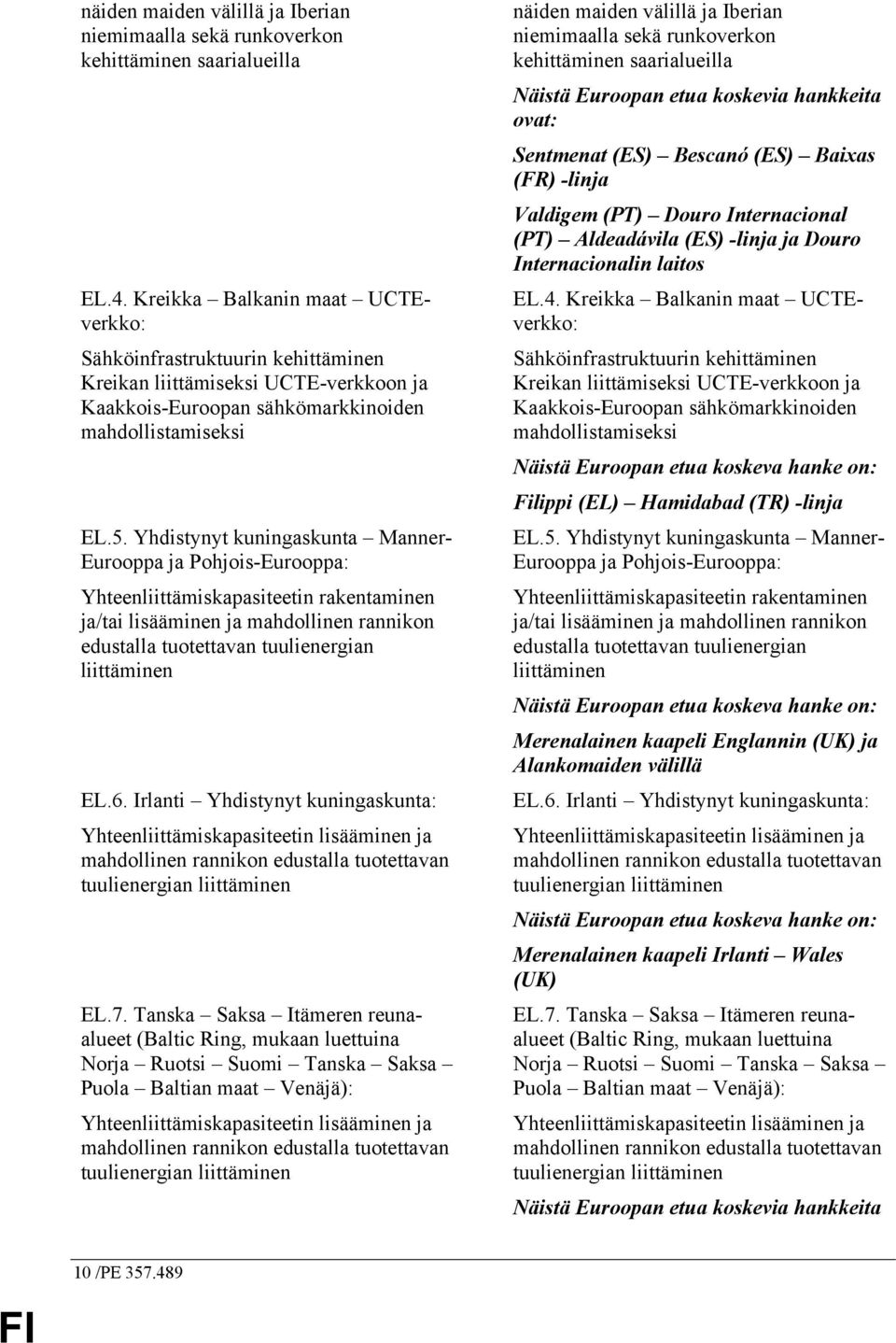 Yhdistynyt kuningaskunta Manner- Eurooppa ja Pohjois-Eurooppa: Yhteenliittämiskapasiteetin rakentaminen ja/tai lisääminen ja mahdollinen rannikon edustalla tuotettavan tuulienergian liittäminen EL.6.