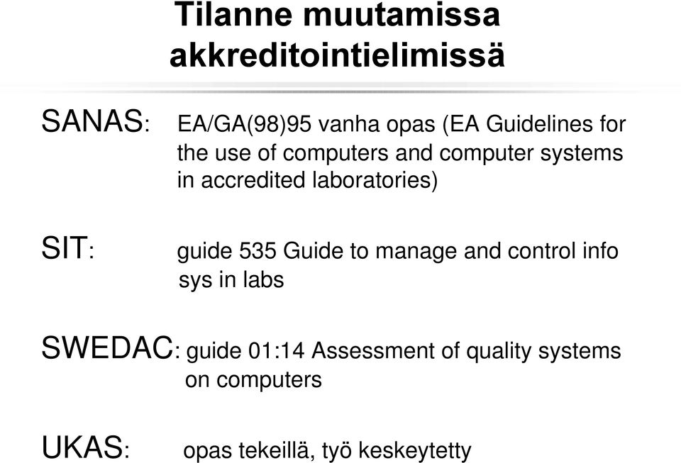 laboratories) SIT: guide 535 Guide to manage and control info sys in labs