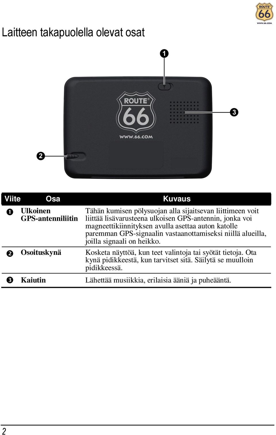 paremman GPS-signaalin vastaanottamiseksi niillä alueilla, joilla signaali on heikko.
