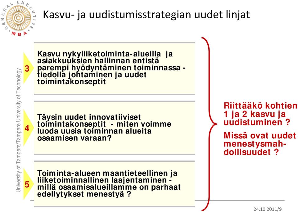 luoda uusia toiminnan alueita osaamisen varaan?