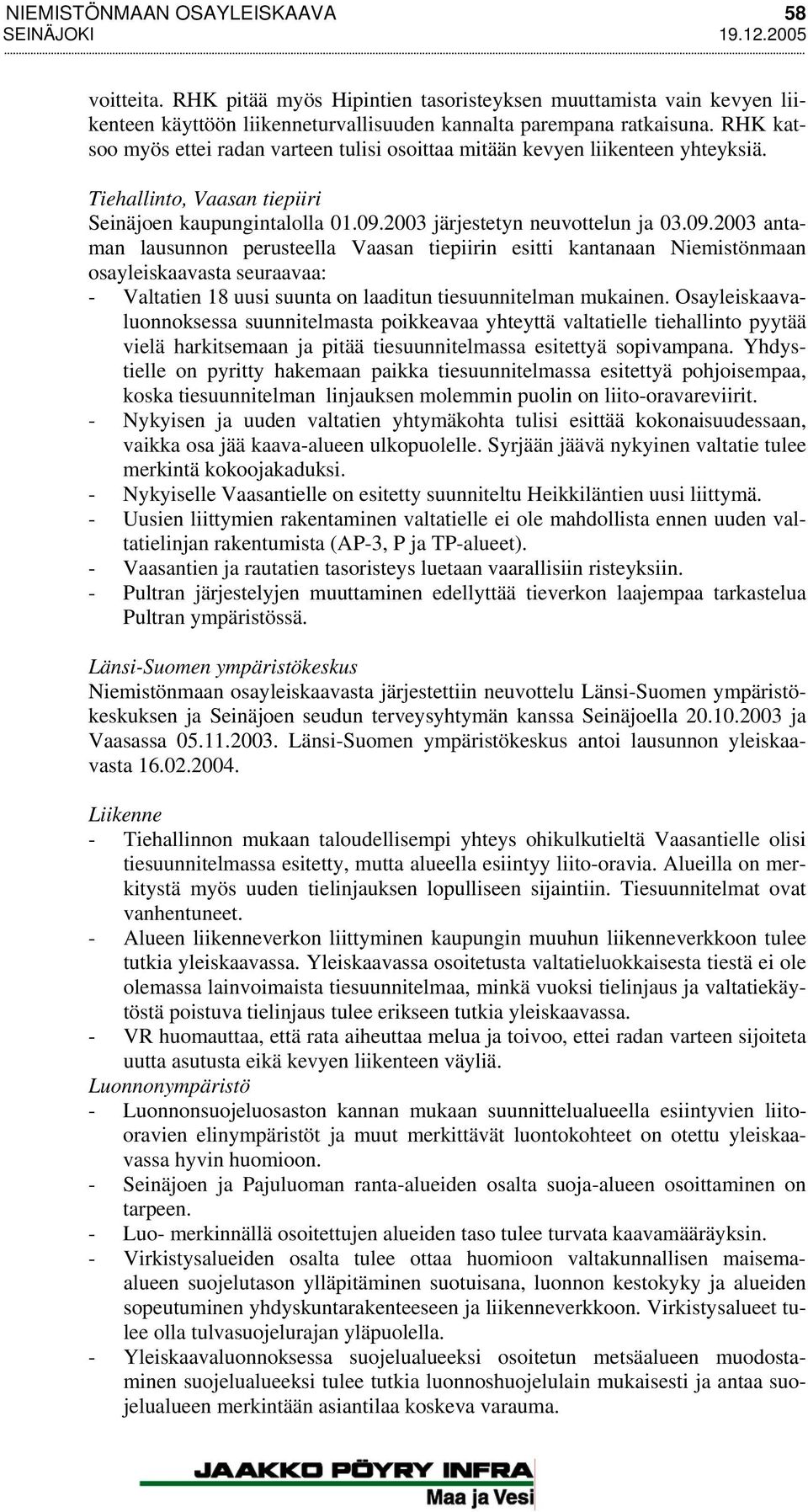 2003 järjestetyn neuvottelun ja 03.09.