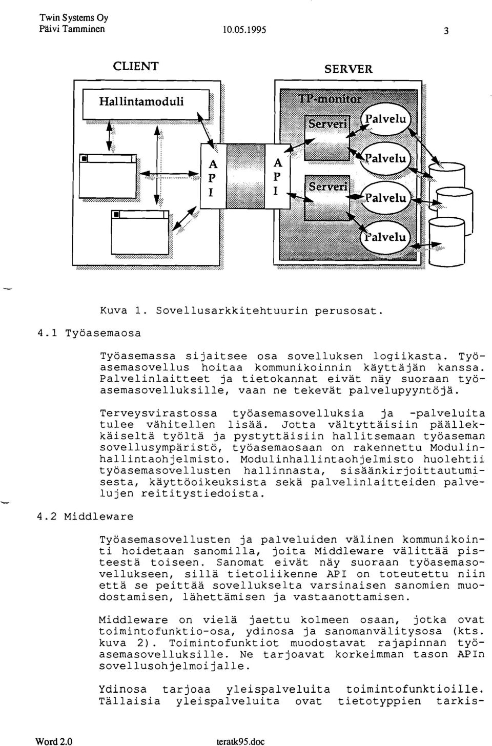 2 Middleware Terveysvirastossa työasemasovelluksia ja -palveluita tulee vähitellen lisää.