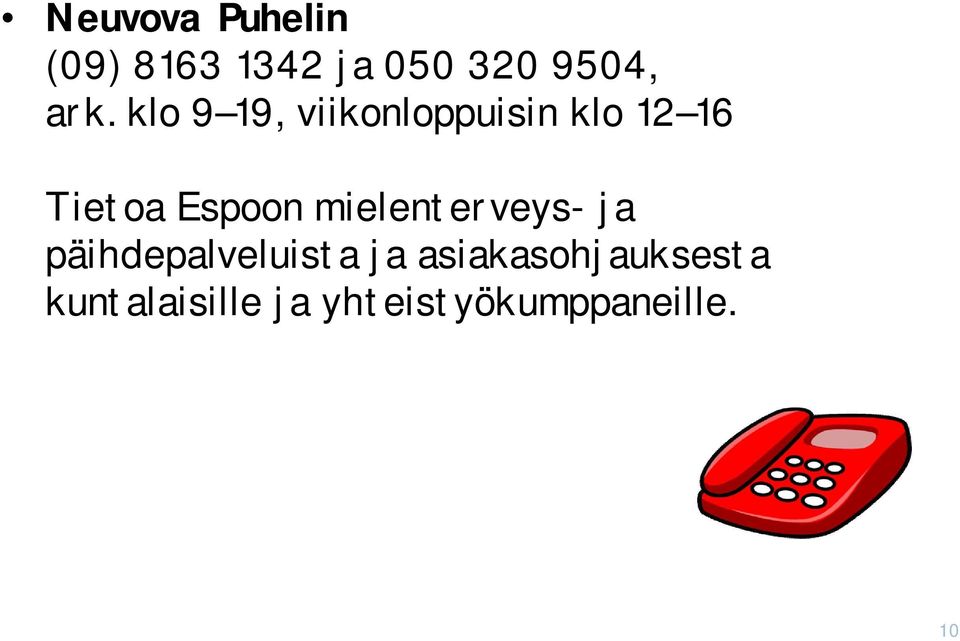 Espoon mielenterveys- ja päihdepalveluista ja