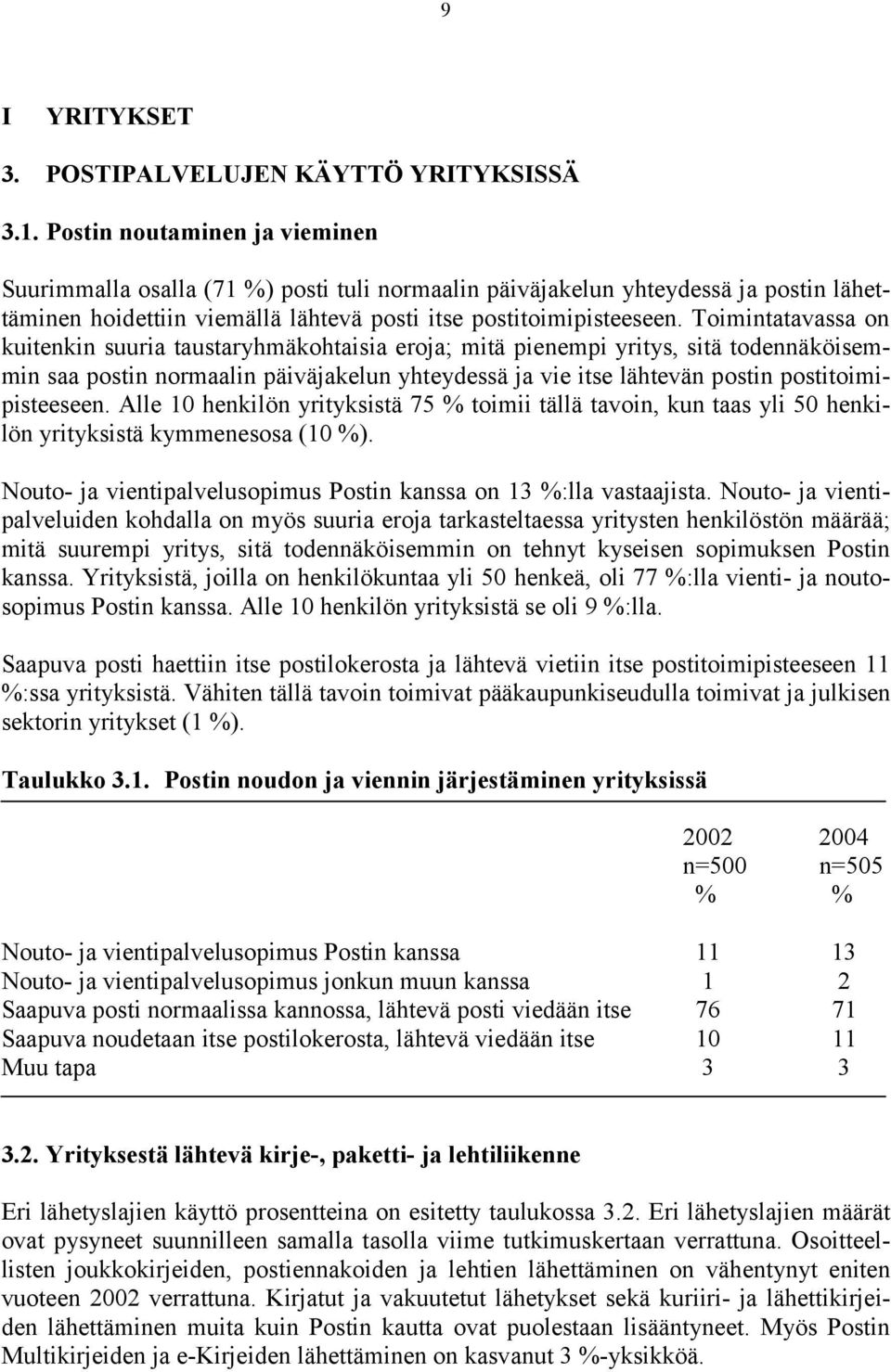 Toimintatavassa on kuitenkin suuria taustaryhmäkohtaisia eroja; mitä pienempi yritys, sitä todennäköisemmin saa postin normaalin päiväjakelun yhteydessä ja vie itse lähtevän postin