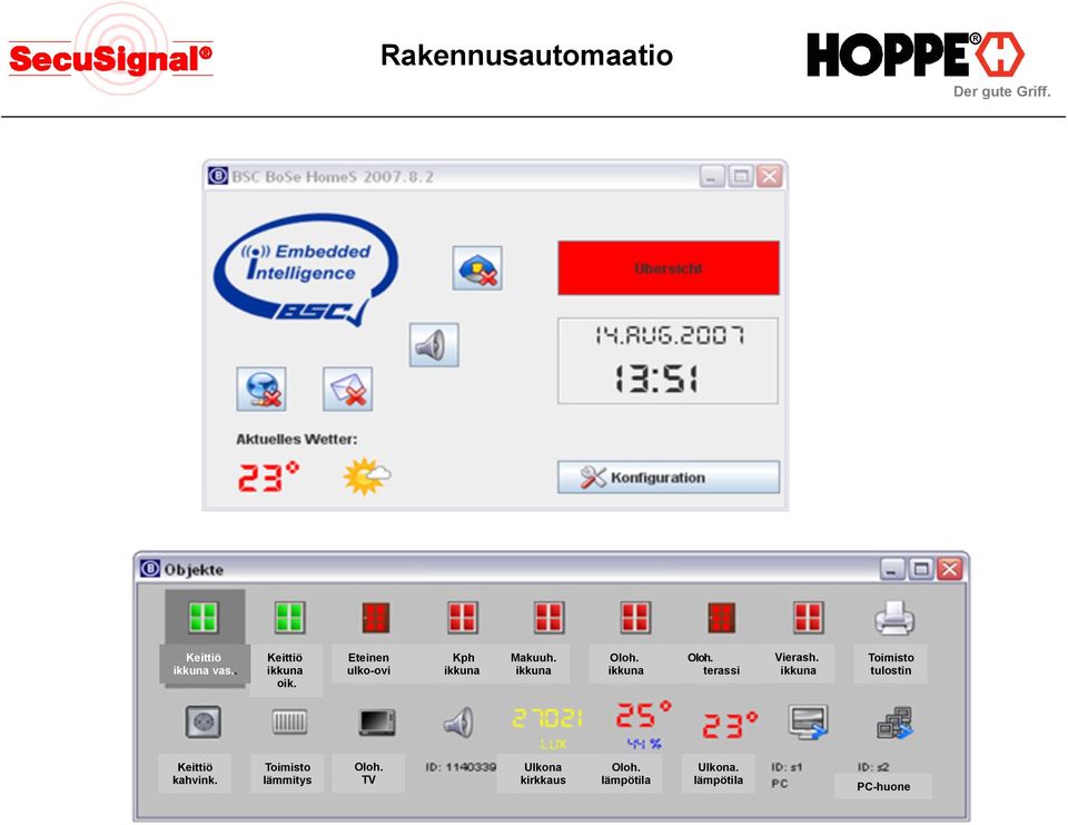 ikkuna Toimisto tulostin Keittiö kahvink. Toimisto lämmitys Oloh.