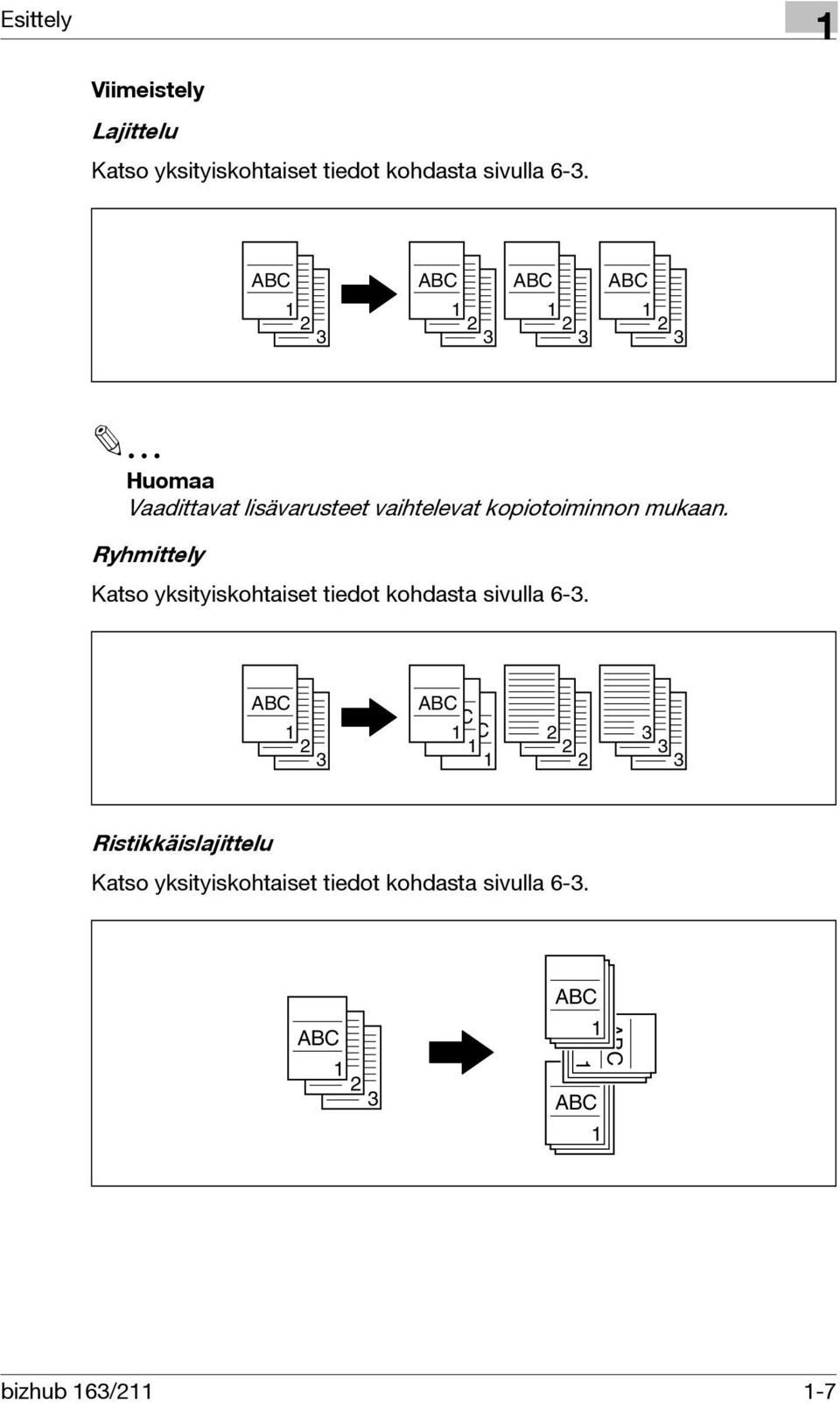 mukaan. Ryhmittely Katso yksityiskohtaiset tiedot kohdasta sivulla 6-3.