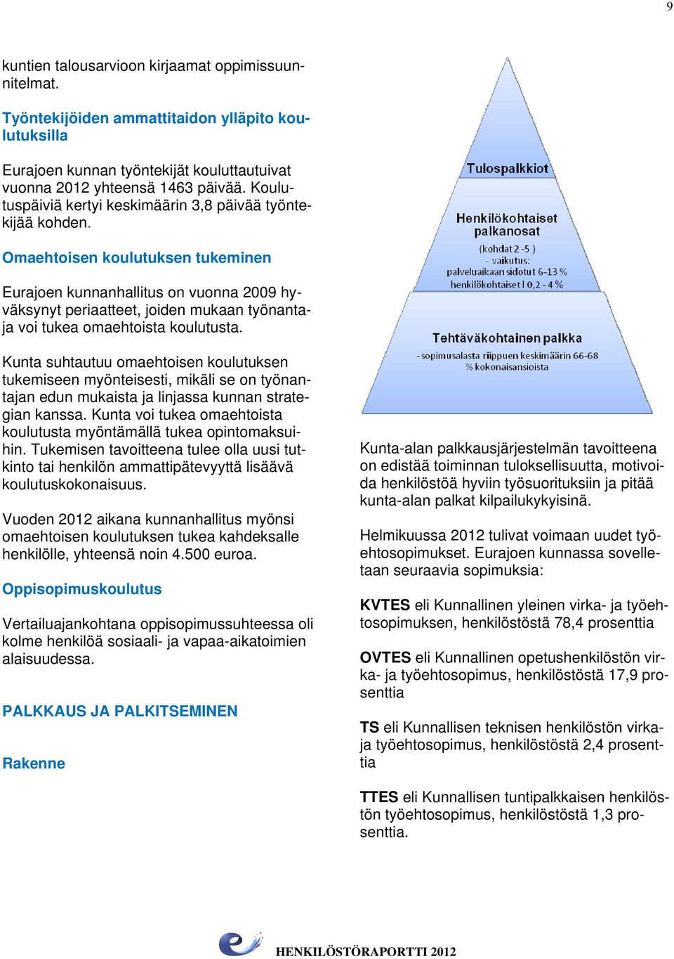 Omaehtoisen koulutuksen tukeminen Eurajoen kunnanhallitus on vuonna 2009 hyväksynyt periaatteet, joiden mukaan työnantaja voi tukea omaehtoista koulutusta.