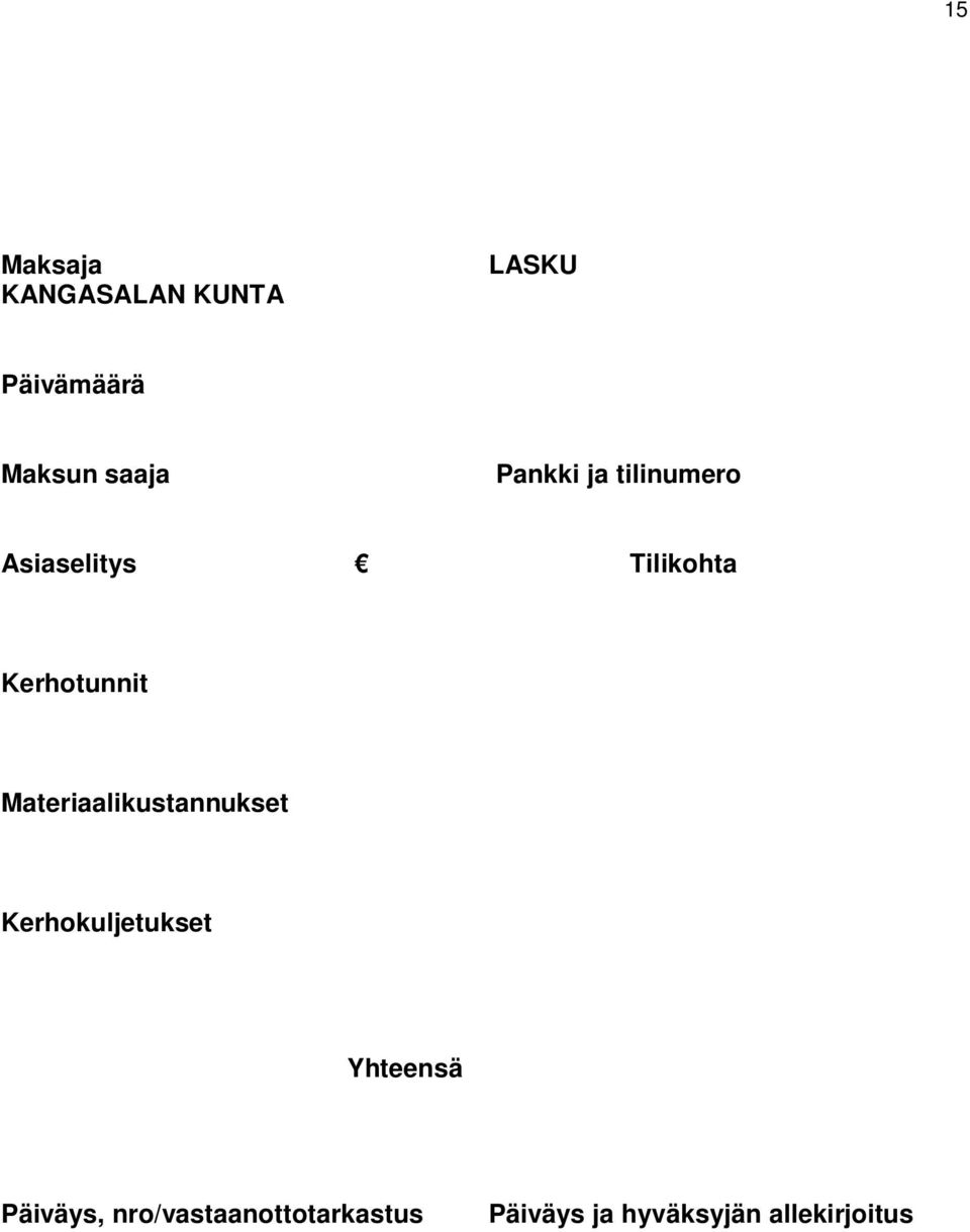 Materiaalikustannukset Kerhokuljetukset Yhteensä Päiväys,