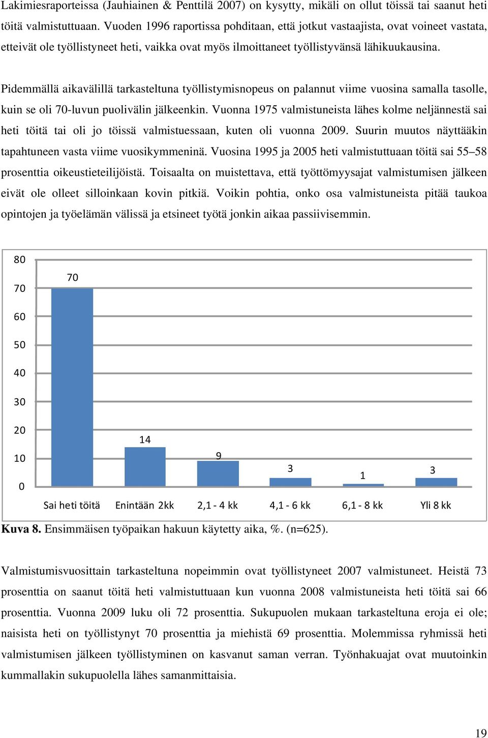 Pidemmällä aikavälillä tarkasteltuna työllistymisnopeus on palannut viime vuosina samalla tasolle, kuin se oli 70-luvun puolivälin jälkeenkin.