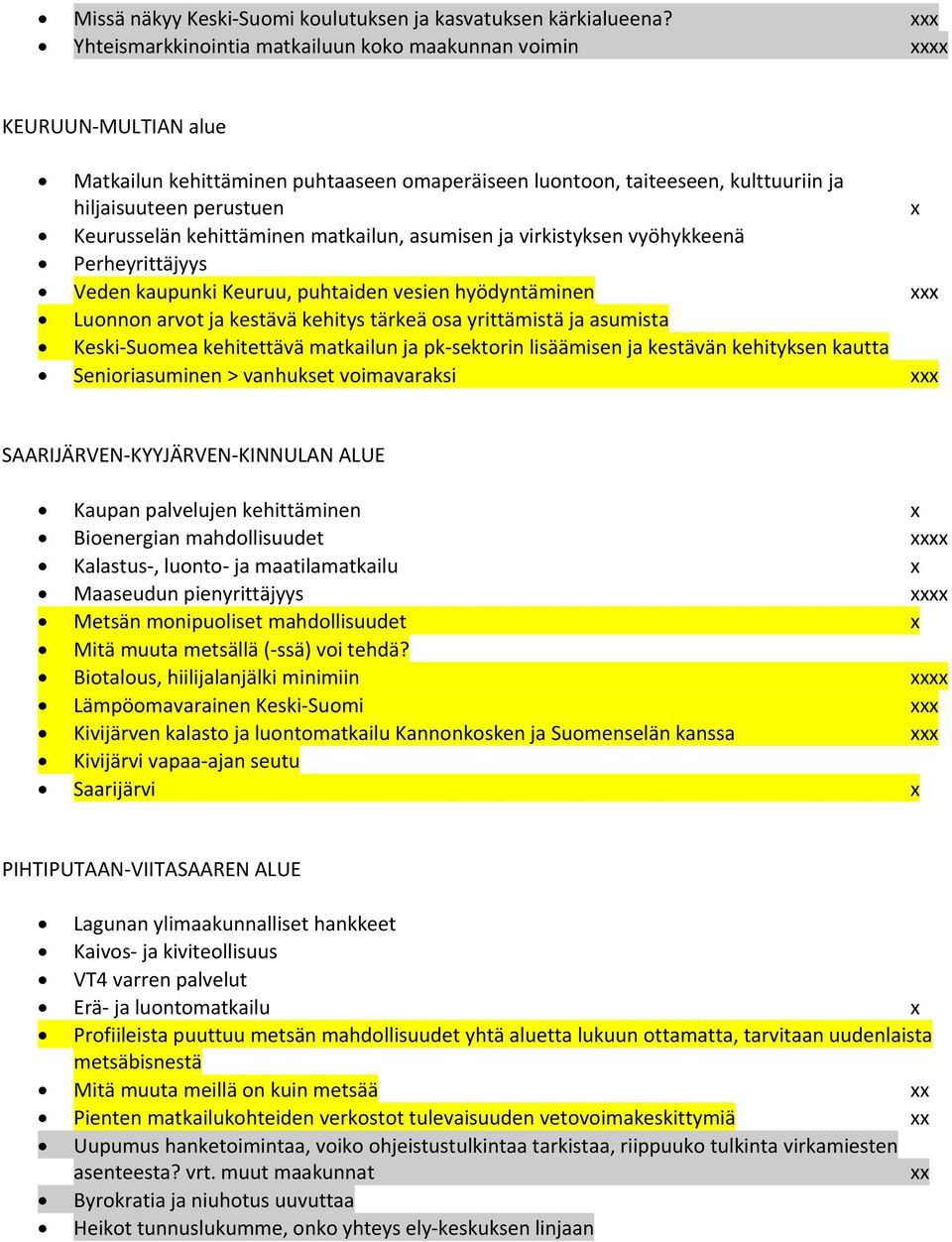 Keurusselän kehittäminen matkailun, asumisen ja virkistyksen vyöhykkeenä Perheyrittäjyys Veden kaupunki Keuruu, puhtaiden vesien hyödyntäminen xxx Luonnon arvot ja kestävä kehitys tärkeä osa