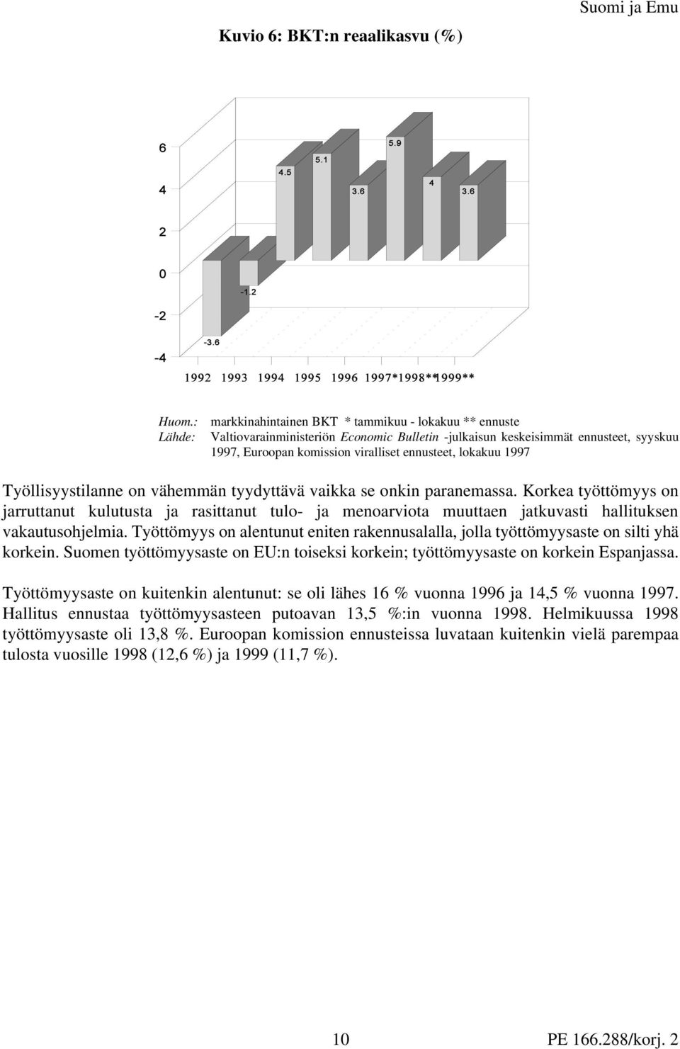 lokakuu 1997 Työllisyystilanne on vähemmän tyydyttävä vaikka se onkin paranemassa.