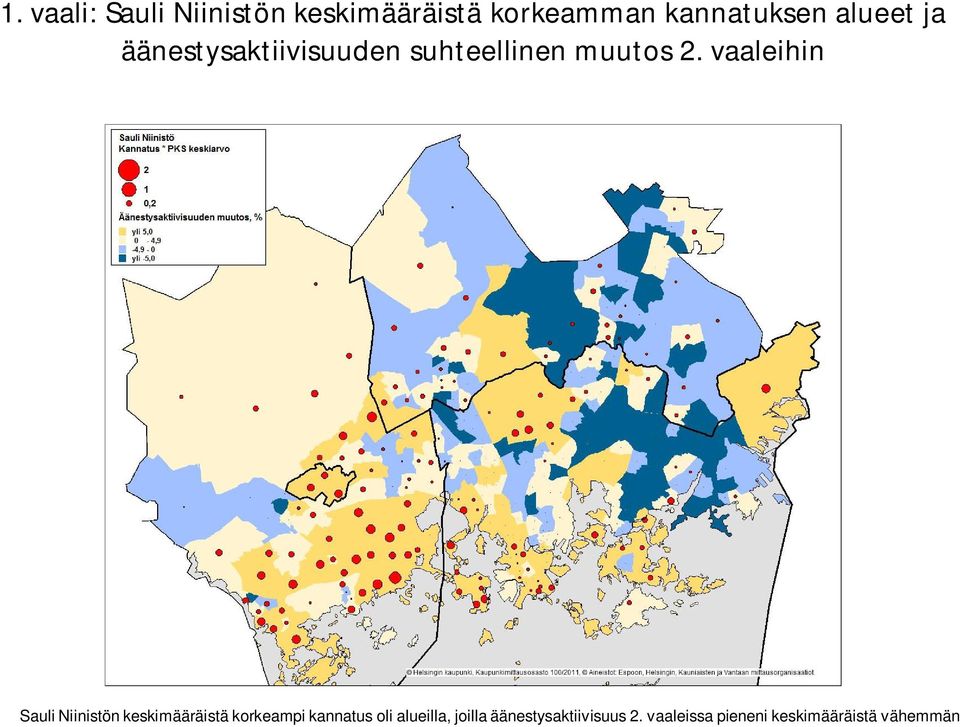 vaaleihin Sauli Niinistön keskimääräistä korkeampi kannatus oli